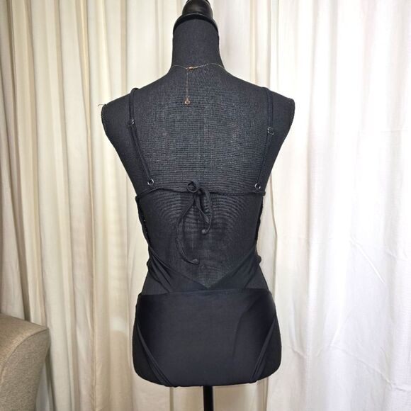 Sexy Black Lace Cutout Swimsuit - Picture 4 of 14